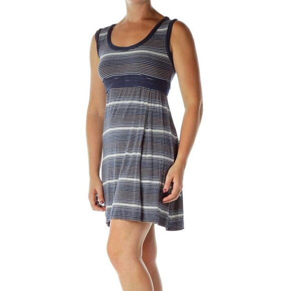 Max Studio Navy Striped Dress - Picture 3 of 3